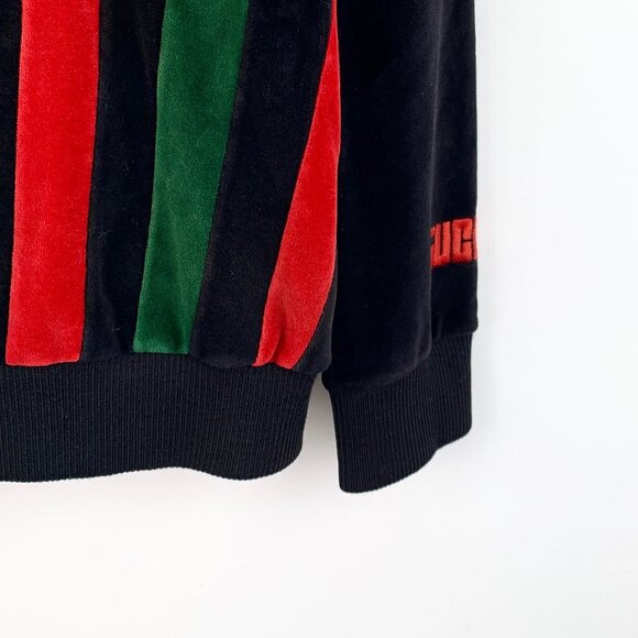 Gucci Black striped cotton hooded drawstring long-sleeve sweatshirt - Picture 4 of 6